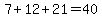 7%2B12%2B21=40