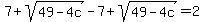 7%2Bsqrt%2849-4c%29-7%2Bsqrt%2849-4c%29=2