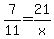 7%2F11+=+21%2Fx
