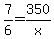 7%2F6+=+350%2Fx