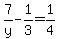 7%2Fy-1%2F3=1%2F4
