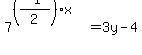 7%5E%28%28%28-1%29%2F2%29x%29+=+3y-4