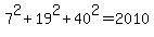 7%5E2%2B19%5E2%2B40%5E2=2010