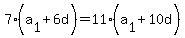 7+%2A+%28a%5B1%5D+%2B+6d%29+=+11+%2A+%28a%5B1%5D+%2B+10d%29