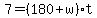 7+=+%28180+%2B+w%29%2At