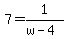 7+=+1%2F%28w-4%29