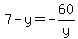 7-y=-60%2Fy
