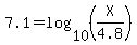 7.1+=+log%2810%2C%28X%2F4.8%29%29