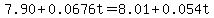 7.90%2B0.0676t=8.01%2B0.054t