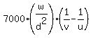 7000%2A%28w%2Fd%5E2%29%2A%281%2Fv-1%2Fu%29
