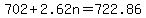 702%2B2.62n+=+722.86