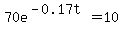 70e%5E%28-0.17t%29=10