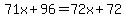71x+%2B+96+=+72x+%2B+72