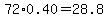 72%2A0.40=28.8