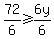 72%2F6+%3E=+6y%2F6