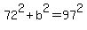 72%5E2%2Bb%5E2+=+97%5E2