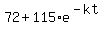 72+%2B+115%2Ae%5E%28-kt%29