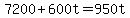 7200%2B600t=950t