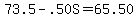 73.5-.50S=65.50