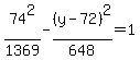 74%5E2%2F1369+-+%28y+-+72%29%5E2%2F648+=+1