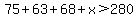 75%2B63%2B68%2Bx%3E280