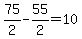 75%2F2-55%2F2=10