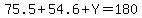 75.5%2B54.6%2BY=180