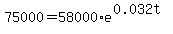 75000+=+58000%2Ae%5E%280.032t%29