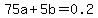 75a%2B5b+=+0.2