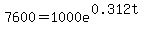 7600+=+1000e%5E%280.312t%29