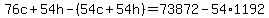 76c%2B54h-%2854c%2B54h%29=73872-54%2A1192
