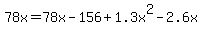 78x=78x-156%2B1.3x%5E2-2.6x