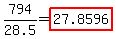 794%2F28.5+=+highlight%2827.8596%29