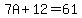 7A+%2B+12+=+61