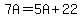 7A+=+5A+%2B+22