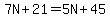 7N%2B21=5N%2B45