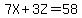 7X+%2B+3Z+=+58