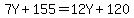 7Y%2B155=12Y%2B120