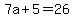 7a%2B5=26