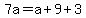 7a=a%2B9%2B3
