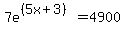 7e%5E%28%285x%2B3%29%29+=+4900