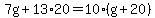 7g%2B13%2A20=10%28g%2B20%29