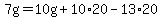 7g=10g%2B10%2A20-13%2A20