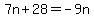 7n%2B28=-9n