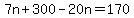 7n%2B300-20n=170