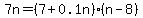 7n=%287%2B0.1n%29%28n-8%29