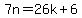 7n=26k%2B6