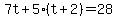 7t%2B5%28t%2B2%29=28