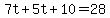7t%2B5t%2B10=28