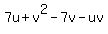 7u%2Bv%5E2-7v-uv